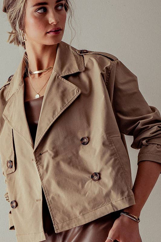 Zai Double Breasted Cropped Trench